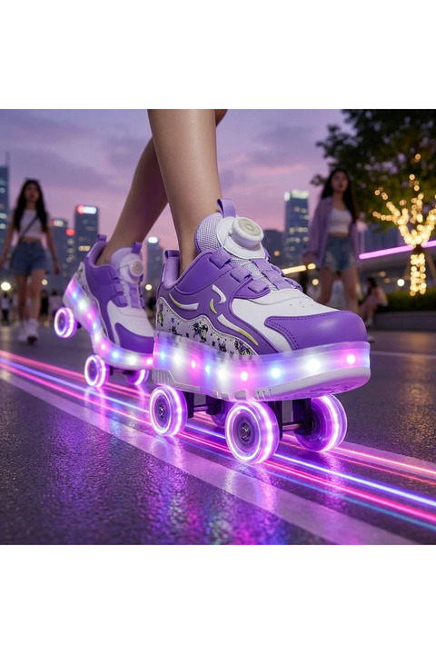 BURUNİ Işıklı Patenli Ayakkabı Kız Çocuk, Tekerlekli Spor Ayakkabı, LED Işıklı Kız Çocuk Patenli Ayakkabı