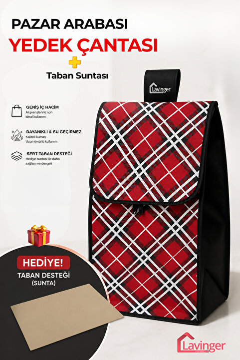 LAVİNGER Pazar Arabası Yedek Çantası Taban Suntası Hediye !