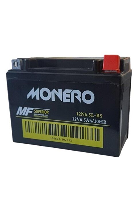 Monero 12N6.5L-BS 6.5AMPER MOTOSİKLET AKÜSÜ EBATLAR: 138*65*100 mm