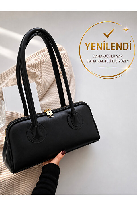 Mojeva Mona Siyah Uzun Saplı Baget El Ve Omuz Kadın Çantası
