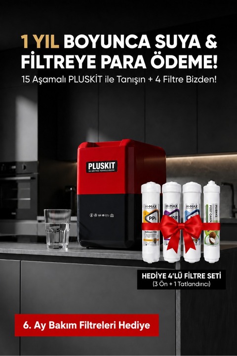 PLUSKIT 15 Aşamalı 80 Gpd Membranlı 8 L Çelik Tanklı Su Arıtma Cihazı