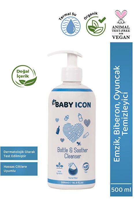 Baby İcon Emzik Biberon Oyuncak Temizleyici 500 ml Doğal Portakal Yağlı Vegan Kimyasal Içermez