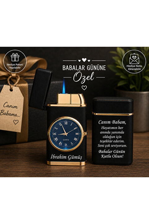 KARHEDİYE Kişiye Özel Isimli Baskılı Saatli Çakmak Pürmüz Sevgiliye Arkadaşa Anneye Hediye BABALAR GÜNÜ HEDİYE