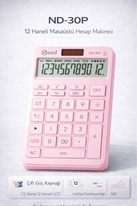 Need Nd-30P Pastel Pembe Hesap Makinesi