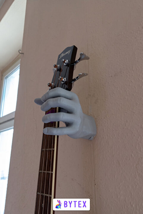 FEEL Eşsiz Tasarımlı El Şeklinde Gitar Duvar Askılığı Gri Renk - Koleksiyonluk Gitar Duvar Dekoru