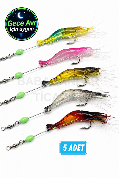 Arkhelais Karides Silikon Yem - Hazır Balık Yemi - LRF Yem - Levrek Çupra Yemi - Jigheadli 5’li Set - 7 cm 6 gr