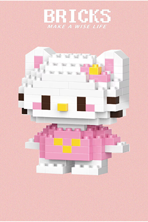 Bricks make a wise life Pembe Hello Kitty Karakter - Kutulu Gönderim - Orijinal