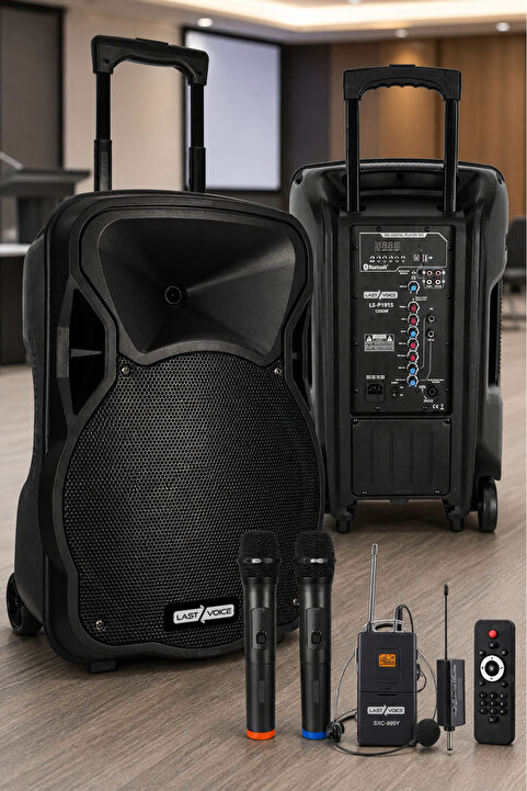 Lastvoice Lastvoice Ls-p1915ex Portatif Taşınabilir 3 Mikrofonlu Seyyar Ses Sistemi 15 Inç 1200 Watt