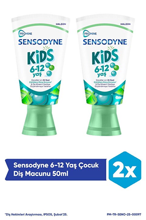 Sensodyne Promine 6 +Yaş Çocuk Diş Macunu 50ml - Bubble Gum Aromalı X 2 Adet