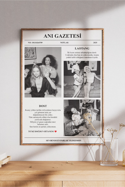 sürprizvakti Kişiye Özel Anı Gazetesi | Favori Şarkınız, Sözler ve Fotoğraf ile Tasarlanmış Benzersiz Poster