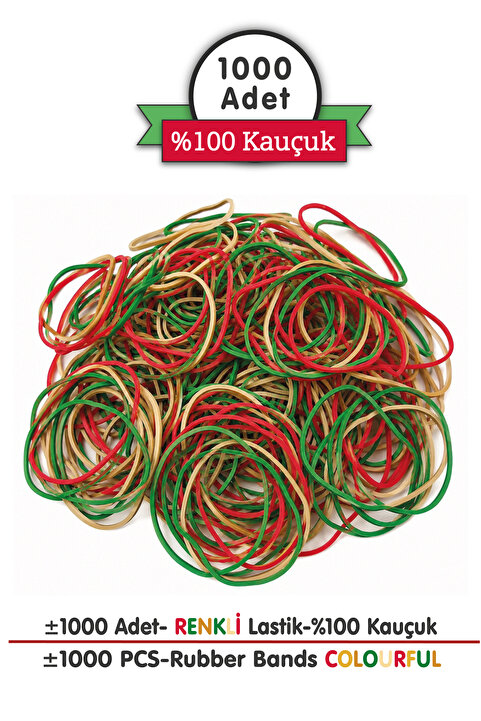 PackMai Ambalaj-paket Lastiği Karışık Renkli (1000 ADET)%100 Kauçuk|200 Gr(OKUL-KIRTASİYE-AMBALAJ-PAKETLEME)