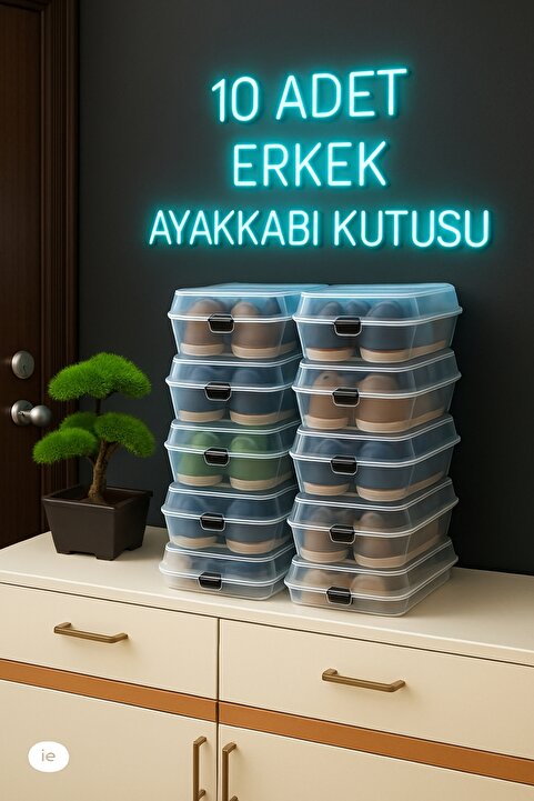 wilseder Erkek Şeffaf Ayakkabı Kutusu, Ayakkabı Saklama Kutusu, Ayakkabı Düzenleyici