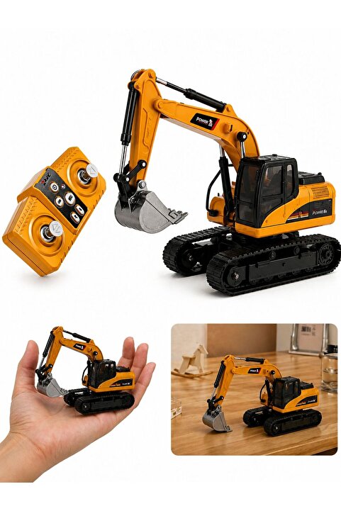 scntoys Şarjlı Mini METAL Kepçe 1:64 Ölçek Uzaktan Kumandalı Kepçe Metal 9 Kanallı Full Fonskiyonlu
