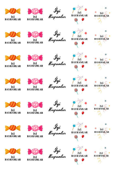 Bimotif İyi bayramlar, yazılı sticker seti, 35 adet