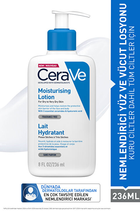 CeraVe Seramid ve Hyalüronik Asit içeren Nemlendirici Yüz ve Vücut Losyonu 236 ml