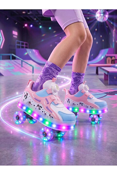Nisanur Shoes Çocuk Ortopedik Patenli Işıklı Tekerlekli Spor Ayakkabı & Patenli 4 Tekerli Rahat Ayakkabı