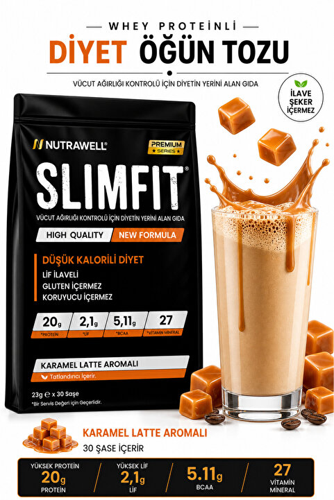 Nutrawell SLIMPACK Karamel Latte 30 Servis Öğün Tozu Shake