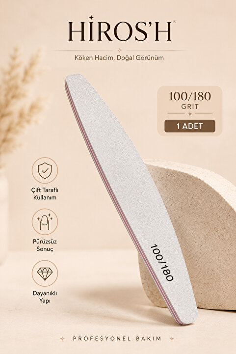 HİROS'H Profesyonel 100/180 Grit Çift Taraflı Kağıt Törpü Bumerang