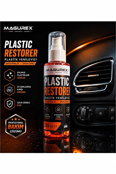 magurex Plastic Restorer Plastik Yenileyici 150 ml - Tampon, Trim ve Dış Plastik Parlatıcı | UV Korumalı | Solmuş Plastik Yenileme