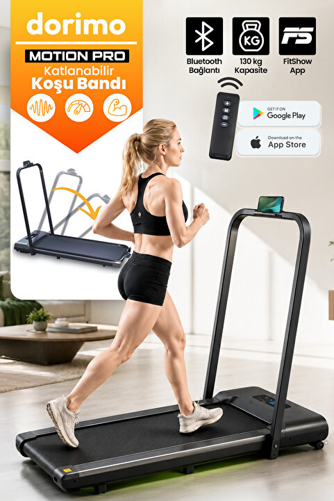 Dorimo MOTION PRO Koşu Bandı Ev Tipi Bluetoothlu Uzaktan Kumandalı Portatif Yürüme ve Koşu Bandı