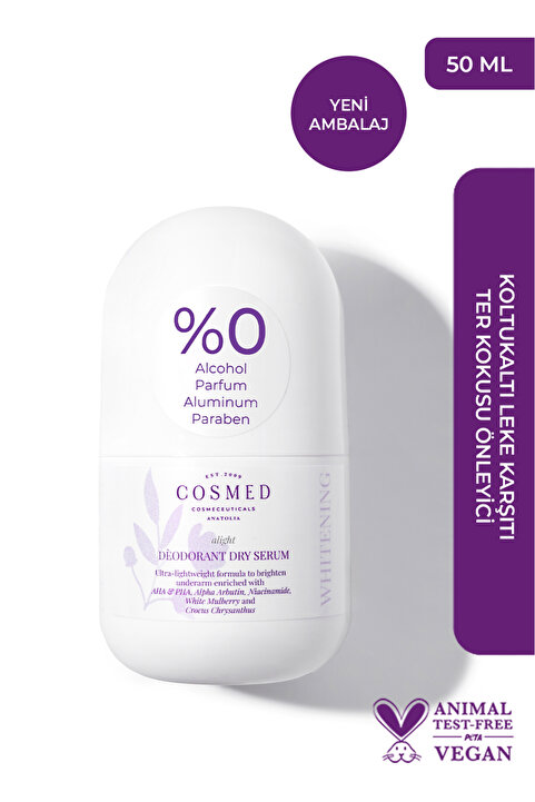 COSMED Koltukaltı Leke Karşıtı - Ter Kokusu Önleyici Deodorant/Alight DEODORANT DRY SERUM 50ML