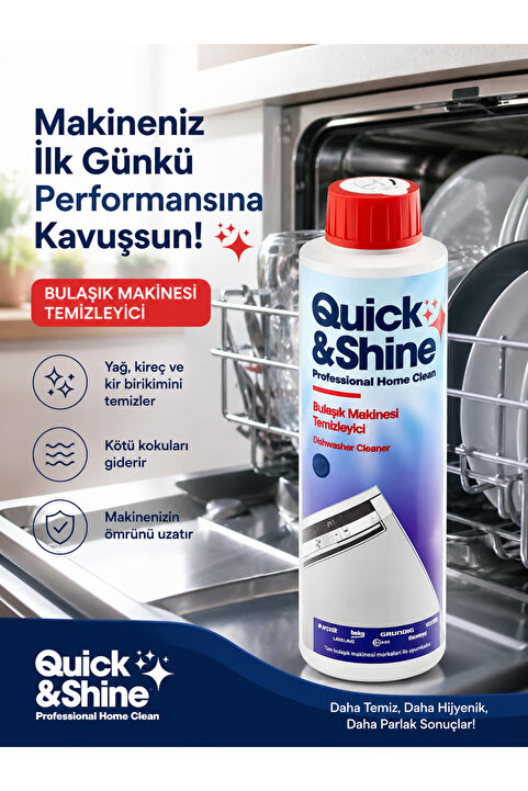 Quick&Shine Bulaşık Makinesi Temizleme Sıvısı 200 Ml.