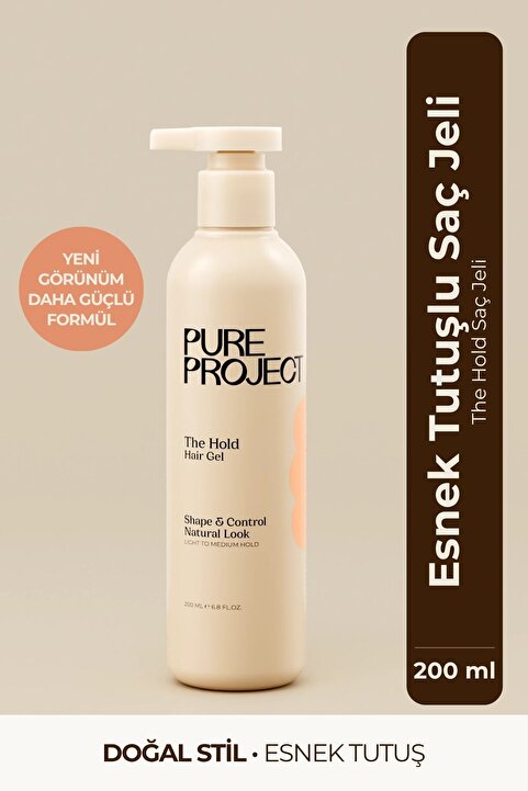 Pure Project Esnek Tutuşlu Saç Jölesi 200 ml | Sertleşmeyen Formül & Yeniden Şekillendirme