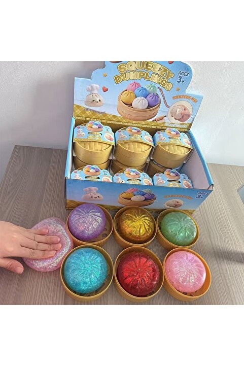 bs bellss accessory Dumping Squishy Sürpriz Renkli Çin Mantısı-Rainbow Mystery Squisy Bun-Viral Figür Simli Model