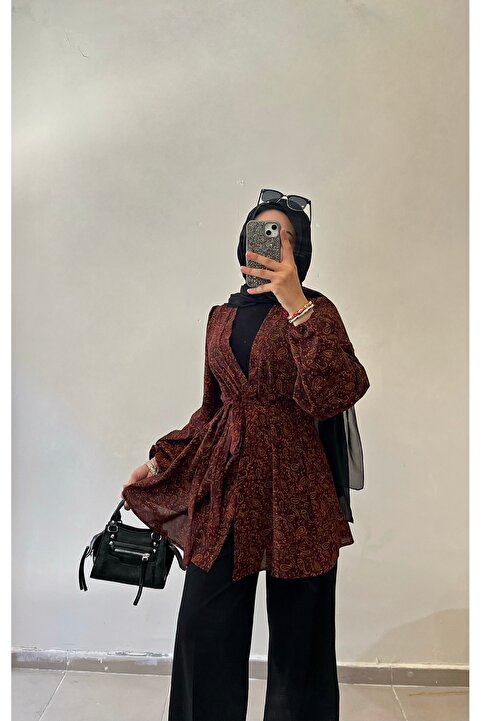 DİLEKBUTİK balon kol yazlık kimono osmanlı desen