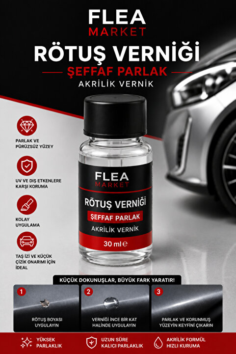 Flea Market RÖTUŞ BOYASI VERNİĞİ, ŞEFFAF PARLAK AKRİLİK VERNİK