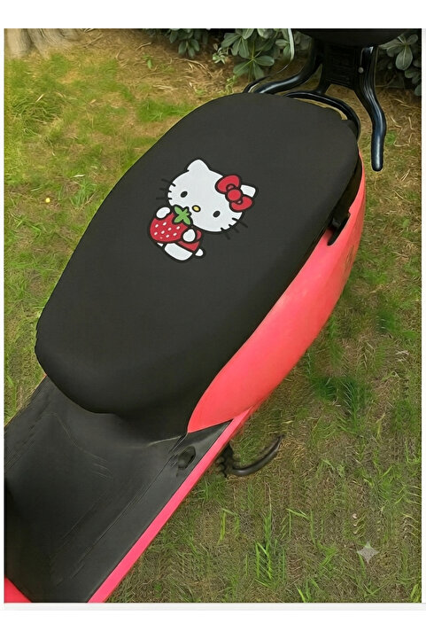SSS TEKSTİL Motosiklet Sele Koltuk Kılıfı SİYAH 50 cc 150 cc uyumlu HELLO KİTY
