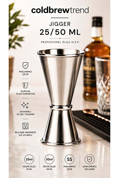 Genel Markalar İkili Çelik Ölçek - Jigger 25/50 ML
