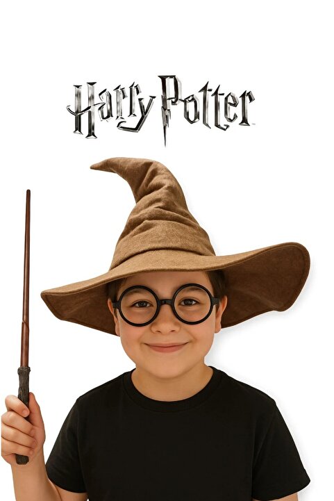 TOYFEST Harry Potter Şapkası + Harry Potter Asası + Harry Potter Gözlüğü Çocuk Boy