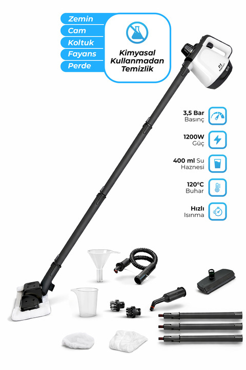 PiranTech CB- 02A  Buharlı Temizlik Makinası - Buharlı Temizleyici - Floor Max Set
