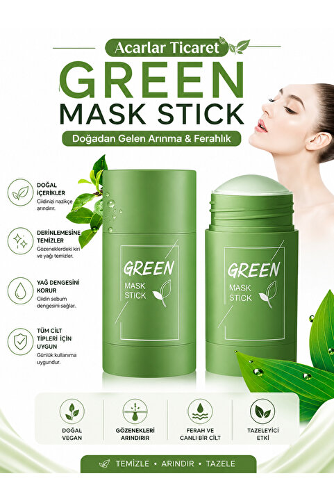 AcarlarTicaret Yeşil Çay Özlü Siyah Nokta Ve Sivilce Maskesi & Green Tea Mask Stick