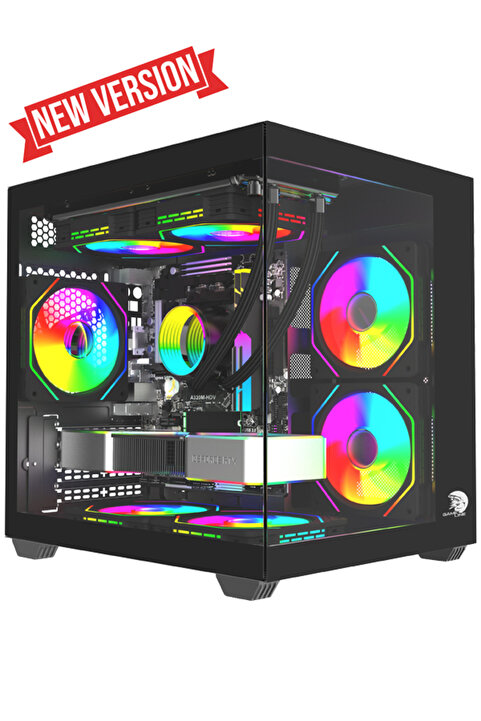 GAMELİNE HIPER V1 3x RGB Fanlı Temperli Cam USB 3.0 Gaming Bilgisayar Kasası Siyah