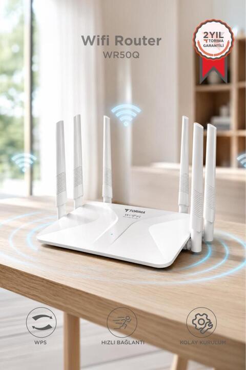 Torima Wifi Router 300Mbps 6 Antenli 4 Portlu Güçlü Geniş Kapsama WR50Q Beyaz