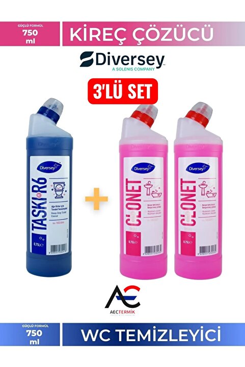 Diversey Taski Clonet Extra Kireç Ve Banyo Temizleyici  Taski R6 Wc Tuvalet Temizleyici