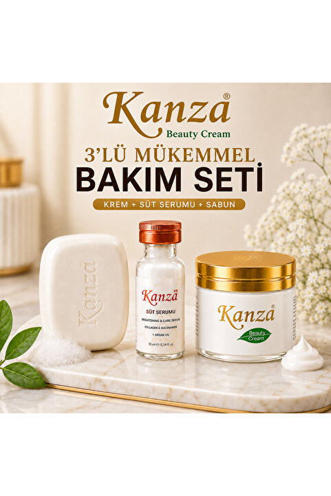 Kanza 3'lü Bakım Seti | Cilt Beyazlatıcı ve Leke Karşıtı Beauty Cream + Süt Serumu + Sabun