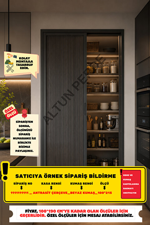 D&Y GAUDERY PLİSE AKORDİYON SÜRME KAPI – ÖLÇÜYE ÖZEL ÜRETİM (MAX 100x190 cm) ANTRASİT