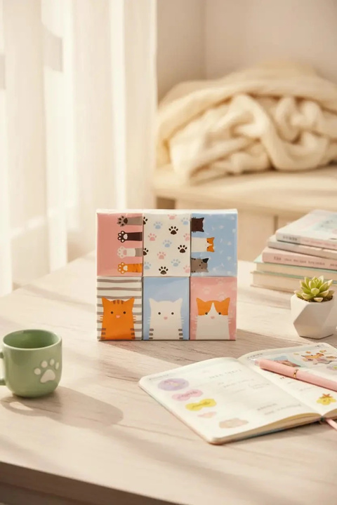 Miniso Lisanslı Kedili Kağıt Mendil Seti 15 Cm – 18'li Paket 7 Yaprak Yumuşak Dokulu