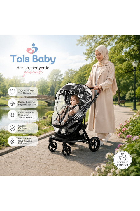 Tois Baby Tois Fermuarlı Fitalatsız Bebek Arabası Yağmurluğu