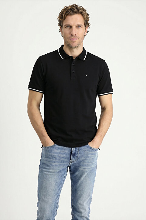 Kiğılı Polo Yaka Slim Fit Yumuşak Dokulu Nakışlı Pamuklu Likralı Esnek Tişört
