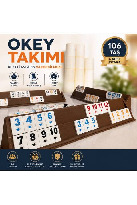Altun Büyük Boy Plastik Istaka Melamin Taş Okey Takımı