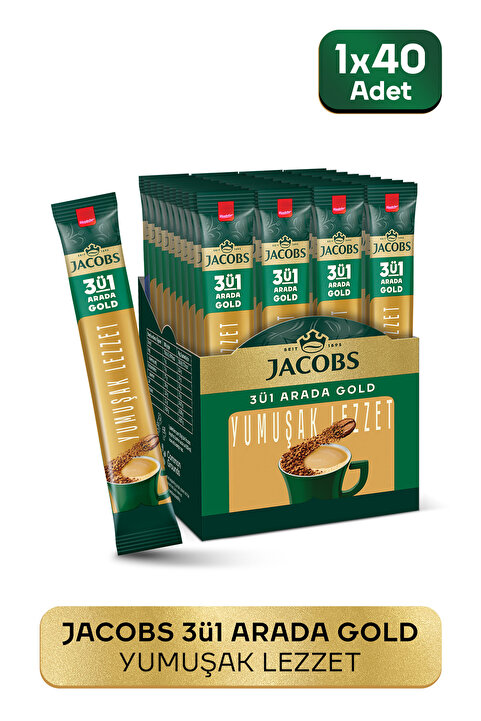 Jacobs 3'ü 1 Arada Gold Yumuşak İçim Karışım Kahve 40'lı Kutu