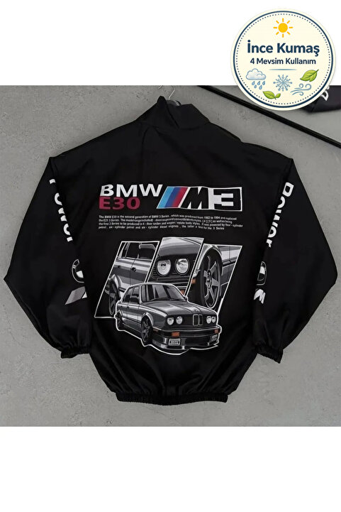 Lushen BMW Motorcu Unisex İnce Kumaş Yağmurluk Hafif Rüzgarlık Günlük Spor Ceket