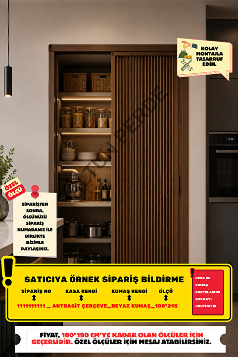 D&Y GAUDERY PLİSE AKORDİYON SÜRME KAPI – ÖLÇÜYE ÖZEL ÜRETİM (MAX 100x190 cm) KAHVE