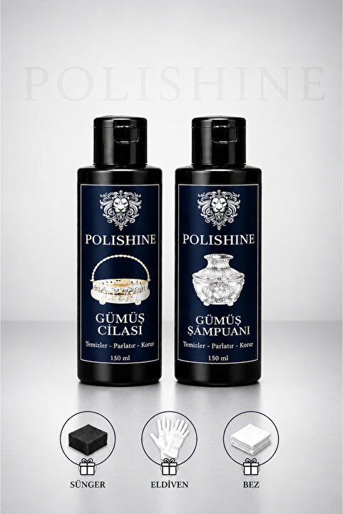 POLİSHİNE Gümüş Temizleme ve Parlatma Seti Şampuan 150ml + Cila 150ml