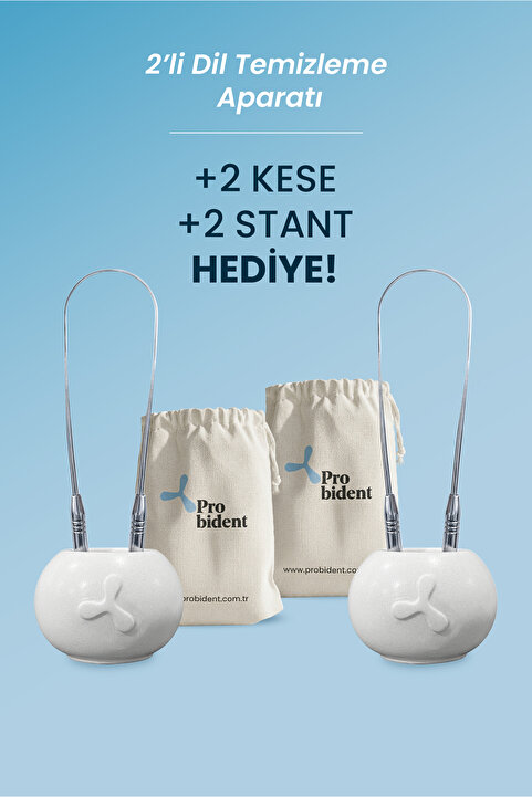 Probident 2'li Dil Temizleme Aparatı Paketi + Kese + Stand