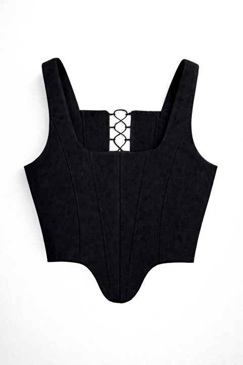 Oment Design Matte Black Corset - Askılı Korse Büstiyer